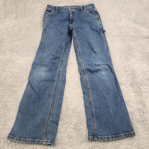 Carhartt Carpenter Jeans Boys Size 12 Youth Adjustable Waist Blue Straight Leg